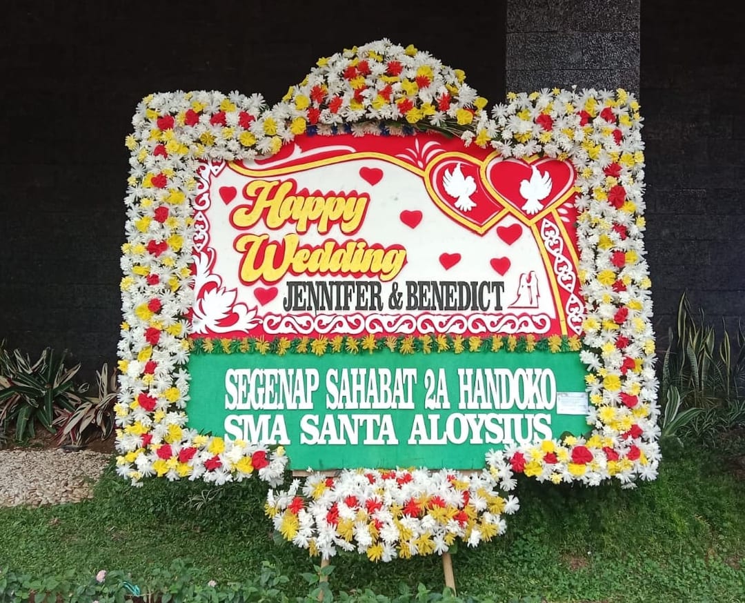 Bunga Papan Happy Wedding (Size 2X1,50M)